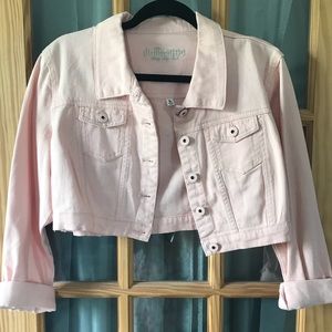 Peach cropped Jean jacket by dollhouse. NWOT